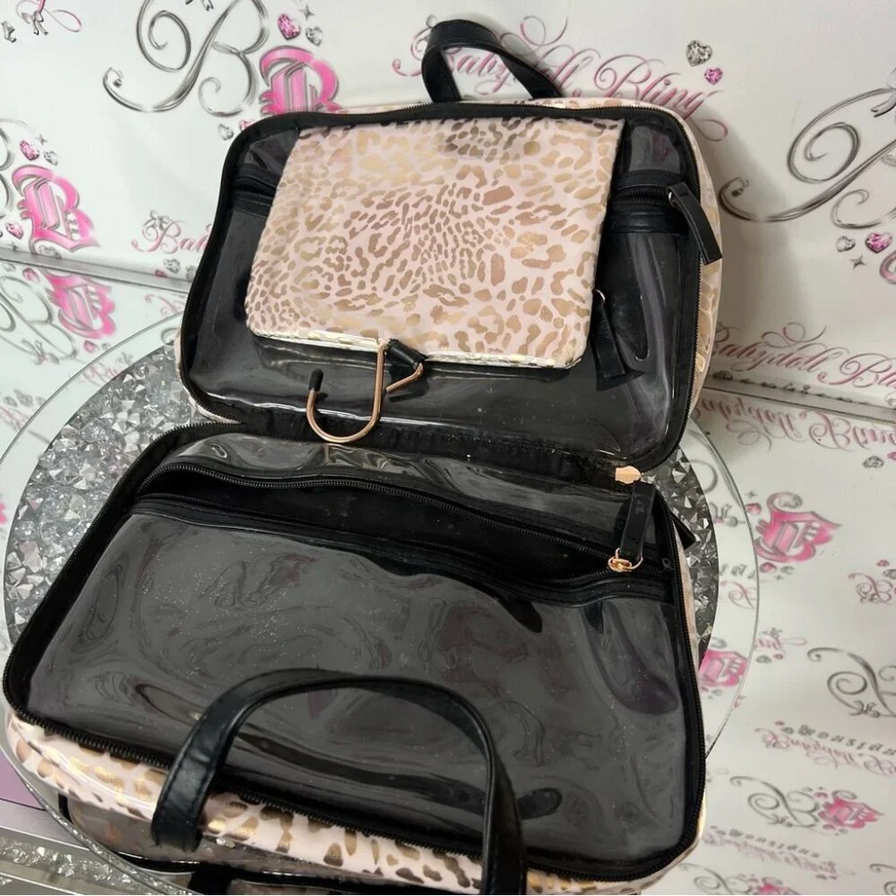 Victoria's Secret Gold and Cream Women's Bag travel hangable cheetah print